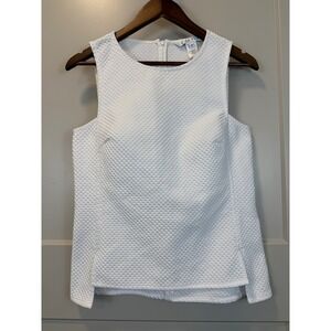 Trina Turk Sleeveless Structured Waffle Square Style Tunic Top Size 6 White